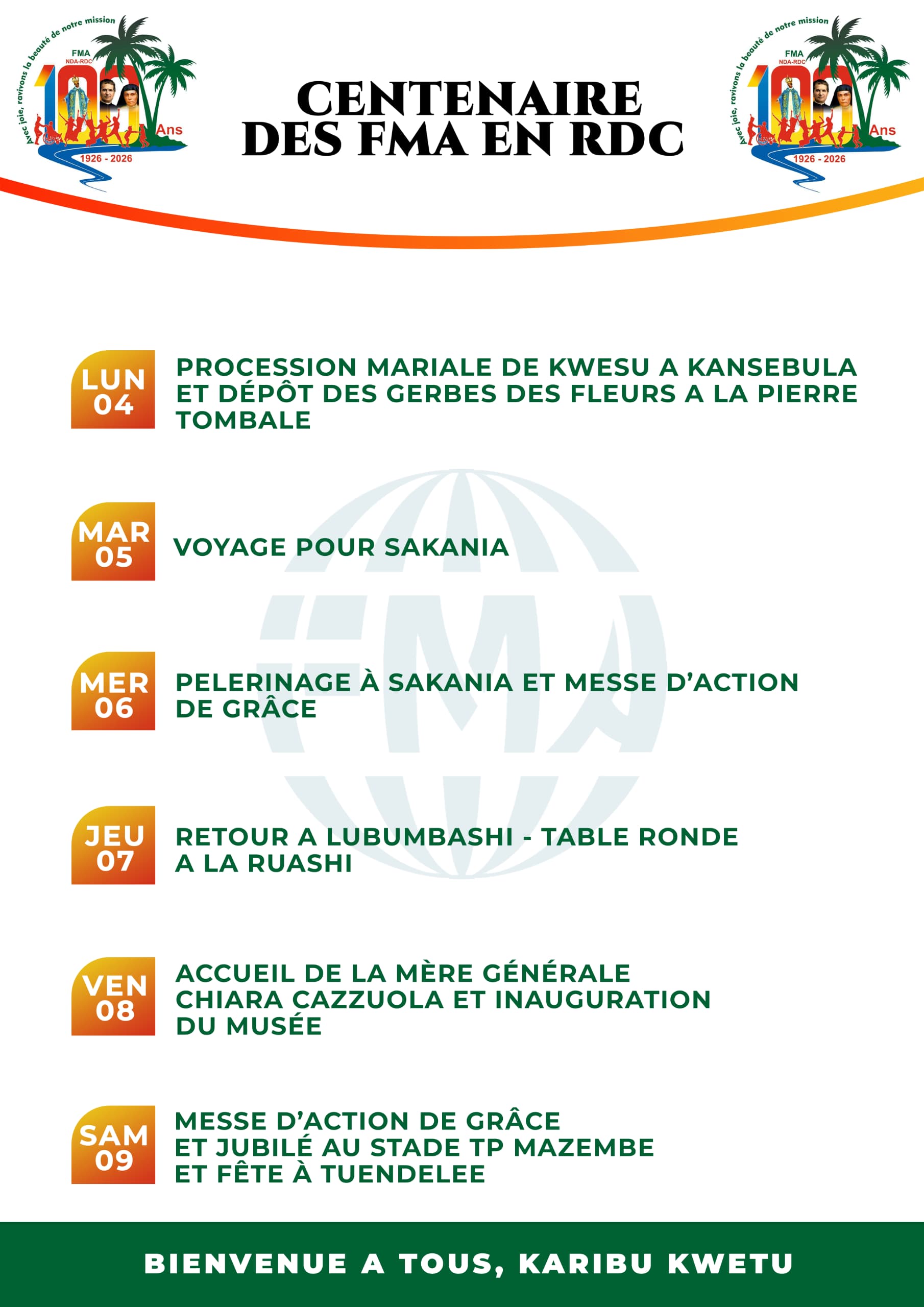 Programme du centenaire